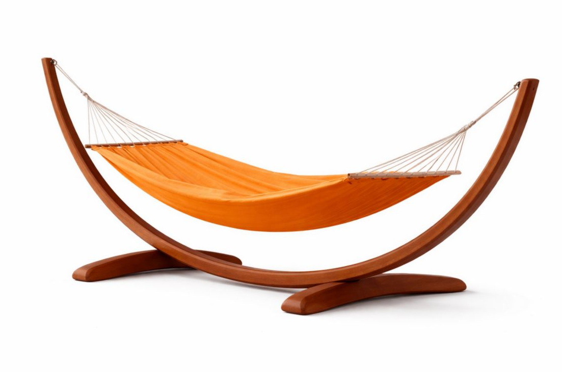 Amaca con Struttura in Legno e Tessuto Arancione