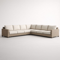 Divano Angolare in Rattan Sintetico con Cuscini Beige