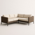 Divano angolare in rattan sintetico con cuscini in poliestere Beige